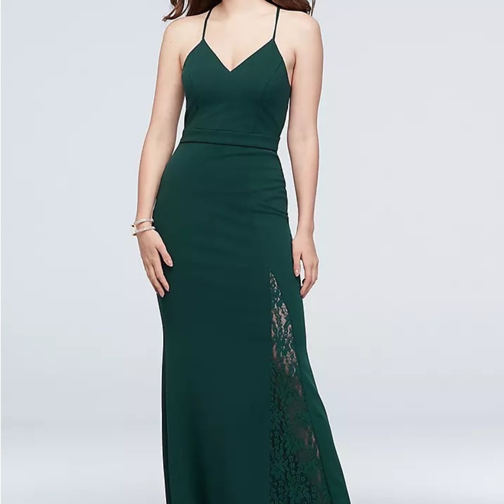 City Triangles Forest Green Maxi Dress with Lace